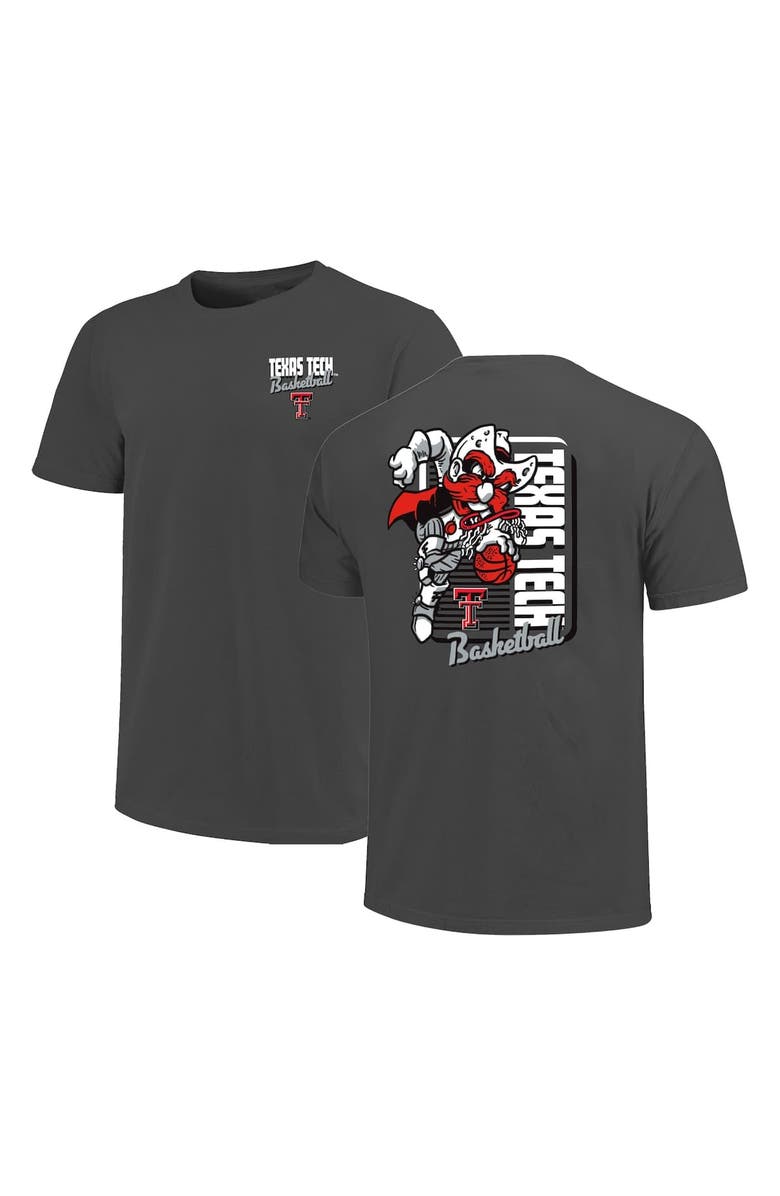 IMAGE ONE Men's Charcoal Texas Tech Red Raiders Comfort Colors Mascot Dunk T-Shirt, Alternate, color, 