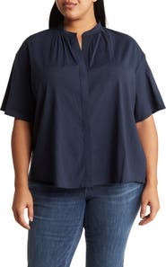 Vince Flutter Sleeve Linen Blend Top