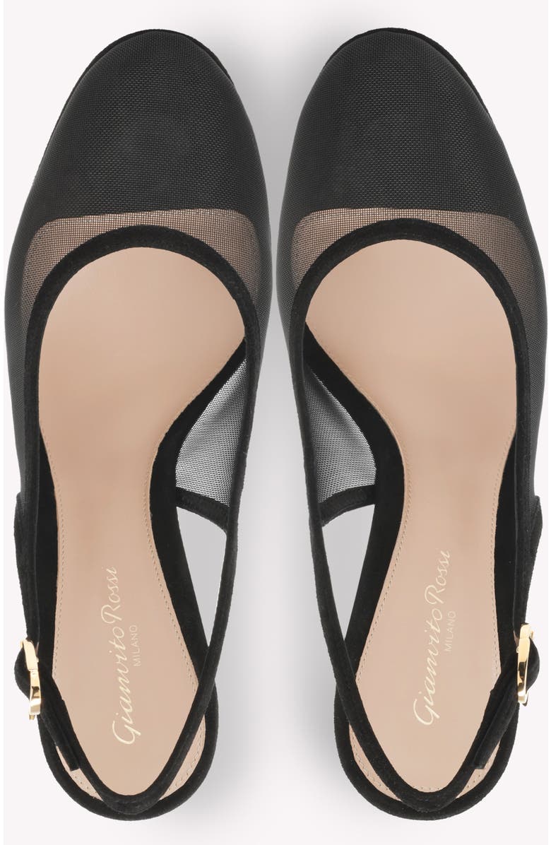 Gianvito Rossi Chopine Slingback, Alternate, color, Black Suede And Plexi