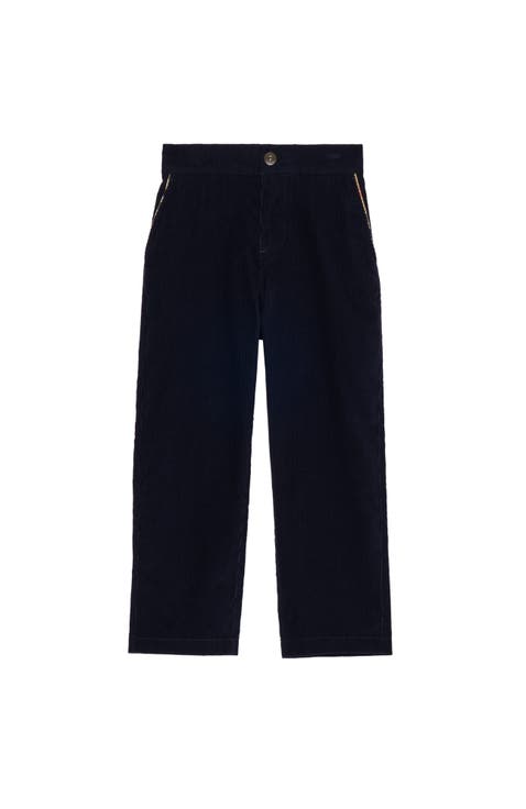 Check Trim Corduroy Trousers