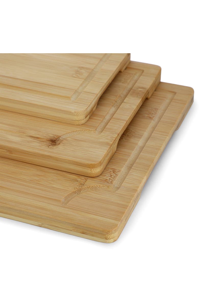 Megachef 3 Piece 9 Inch, 12 Inch, and 15 Inch Wood Cutting Board Set with Juice Grooves, Alternate, color, Bamboo