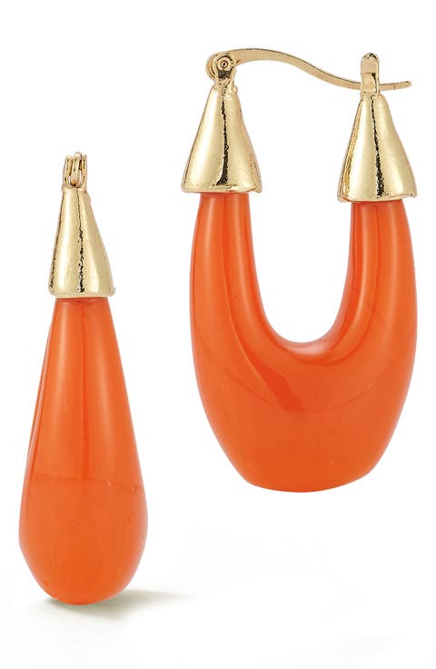 Resin Oval Hoop Earrings