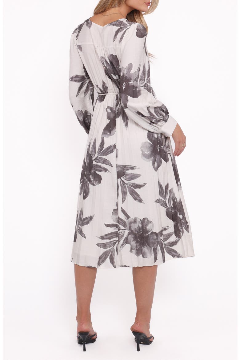 Grainne Floral Print Long Sleeve Midi Dress, Alternate, color, BLACK/ WHITE FLORAL