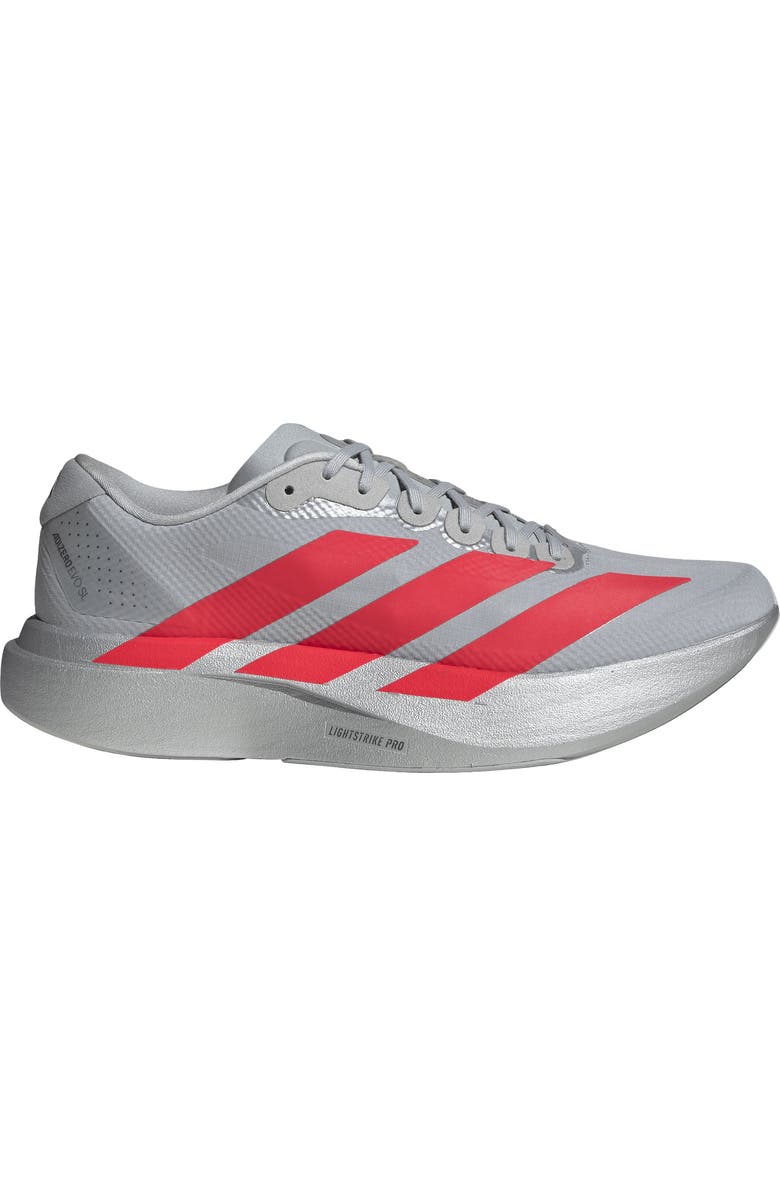 adidas Adizero Evo SL Running Shoe, Alternate, color, Silver / Red/ Iron