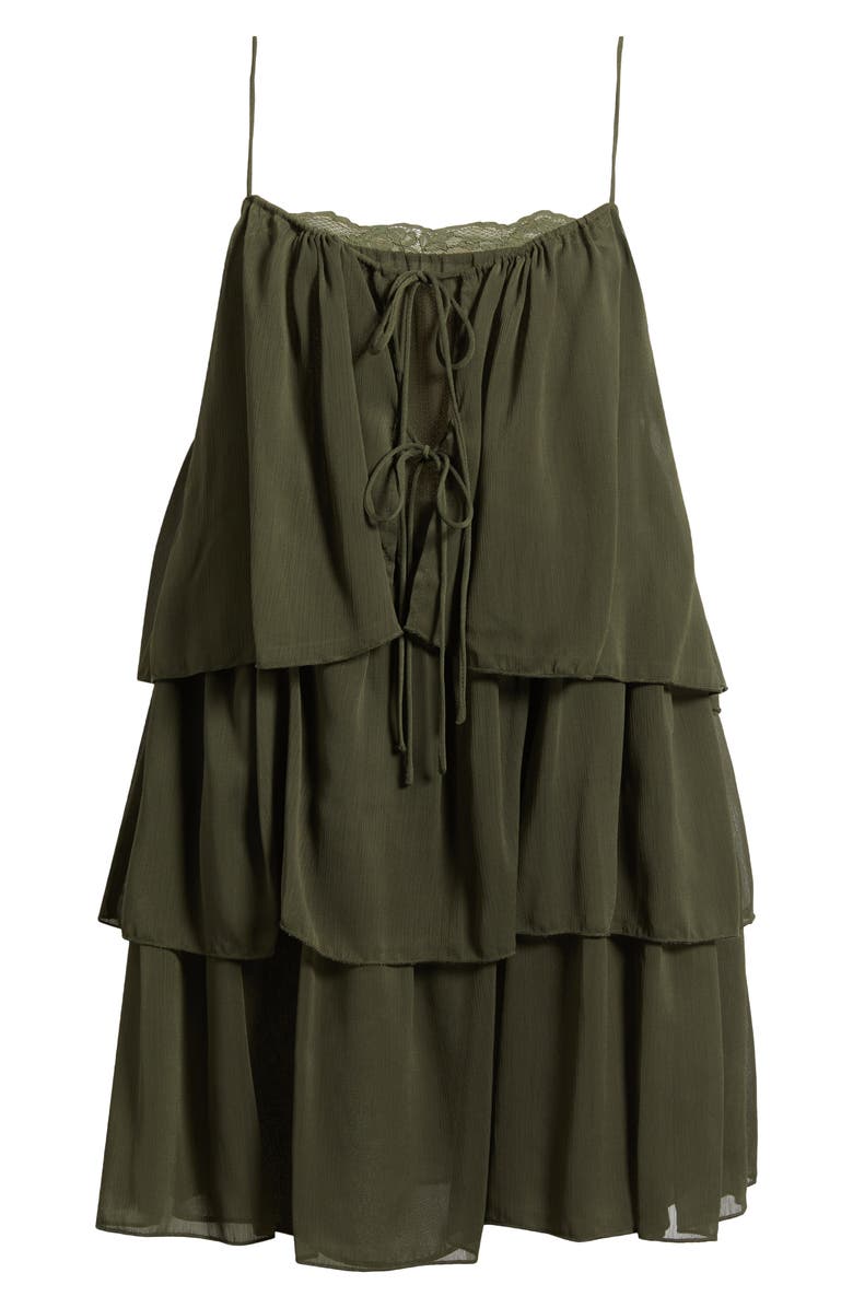 MANGO Tiered Minidress, Main, color, Green