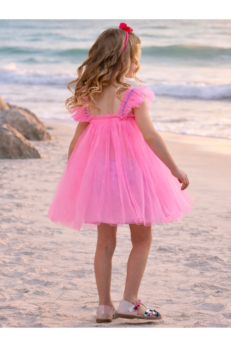 Seaside Sequin Shell Party Dress, Alternate, color, Pink