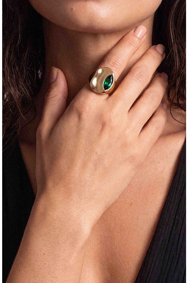 Liquid Crystal Cubic Zirconia Statement Ring, Alternate, color, GREEN