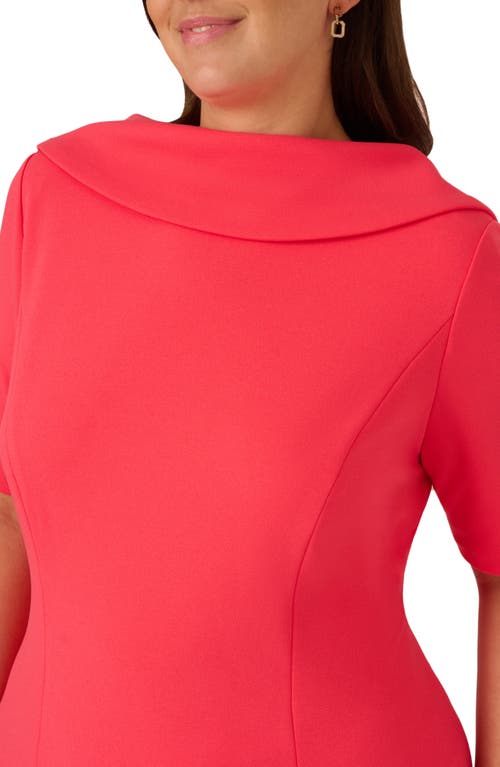 Adrianna Papell Foldover Neck V-back Sheath Dress In Beach Rose