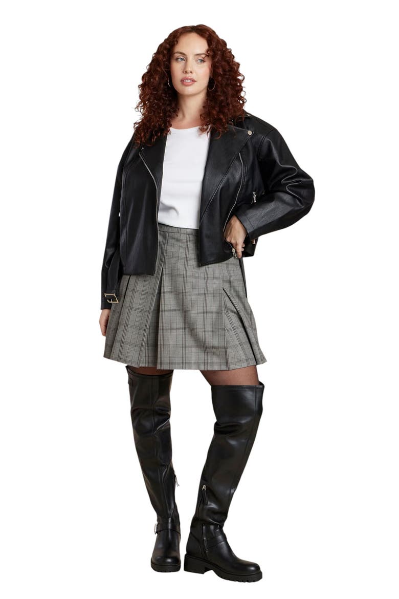 Belted Faux Leather Moto Jacket, Alternate, color, BLACK ONYX