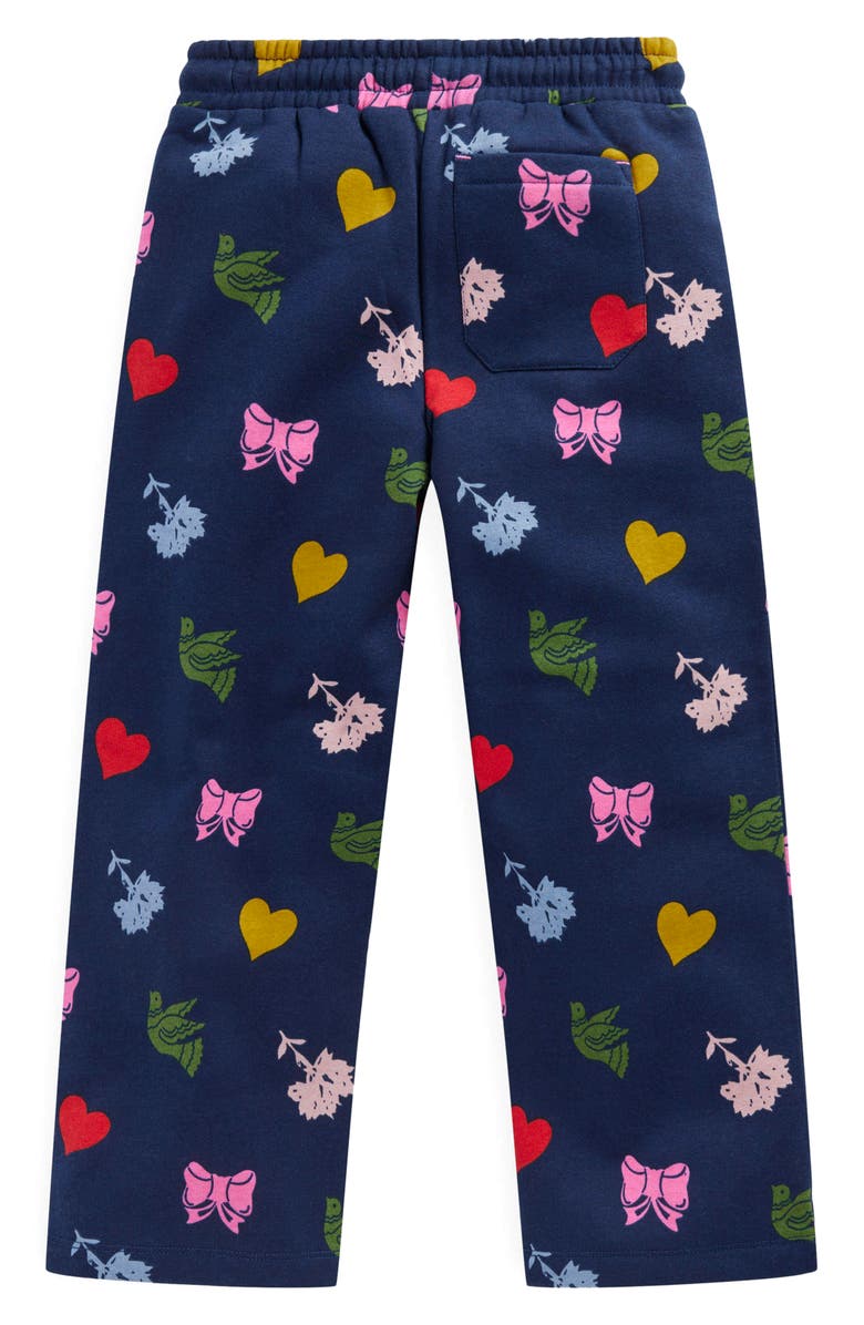 Mini Boden Kids' Print Cotton Sweatpants, Alternate, color, College Navy Festive Fun