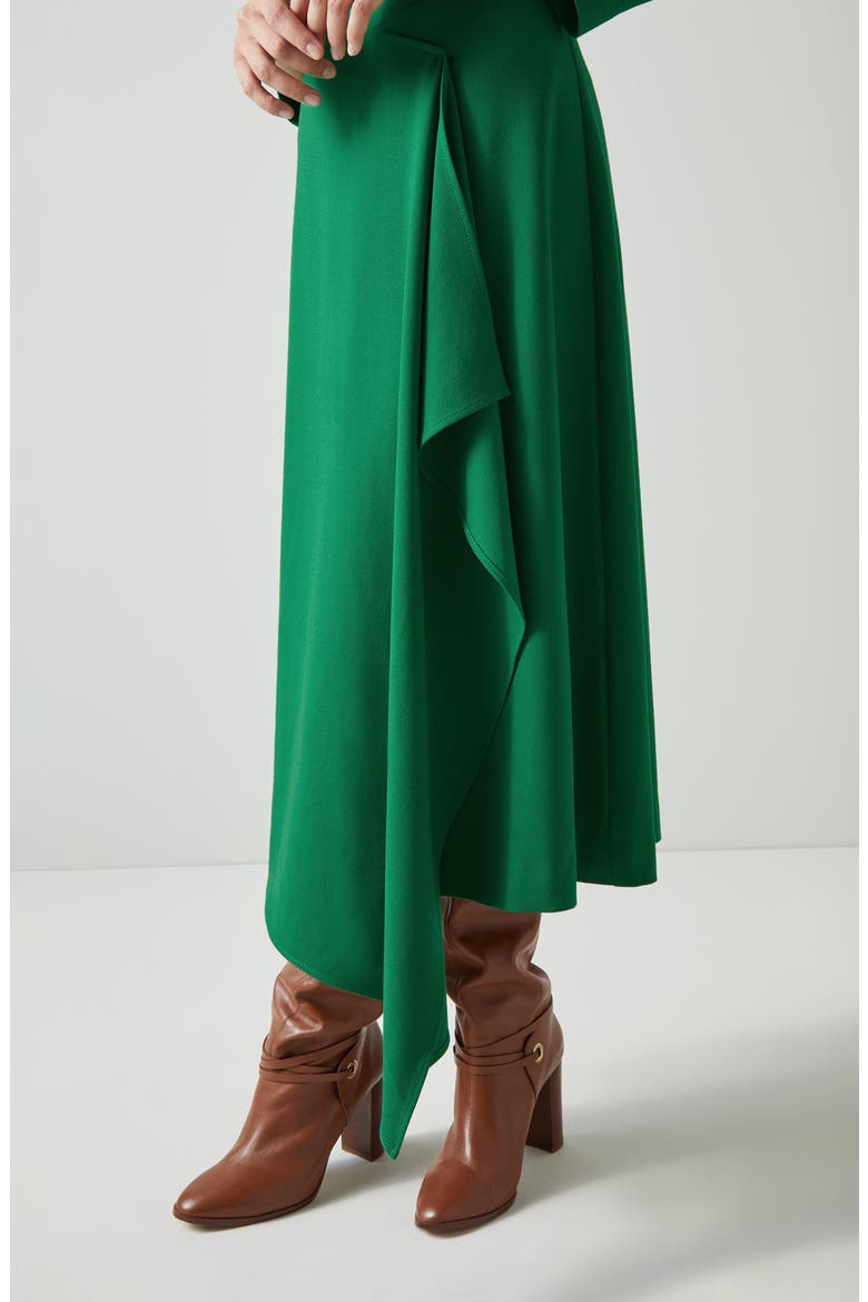 Lena Asymmetric Waterfall Dress, Alternate, color, GREEN