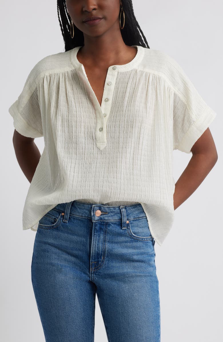 Treasure & Bond Textured Flowy Top, Main, color, Ivory Egret
