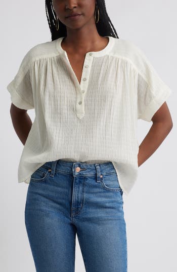 Treasure & Bond Textured Flowy Top In White