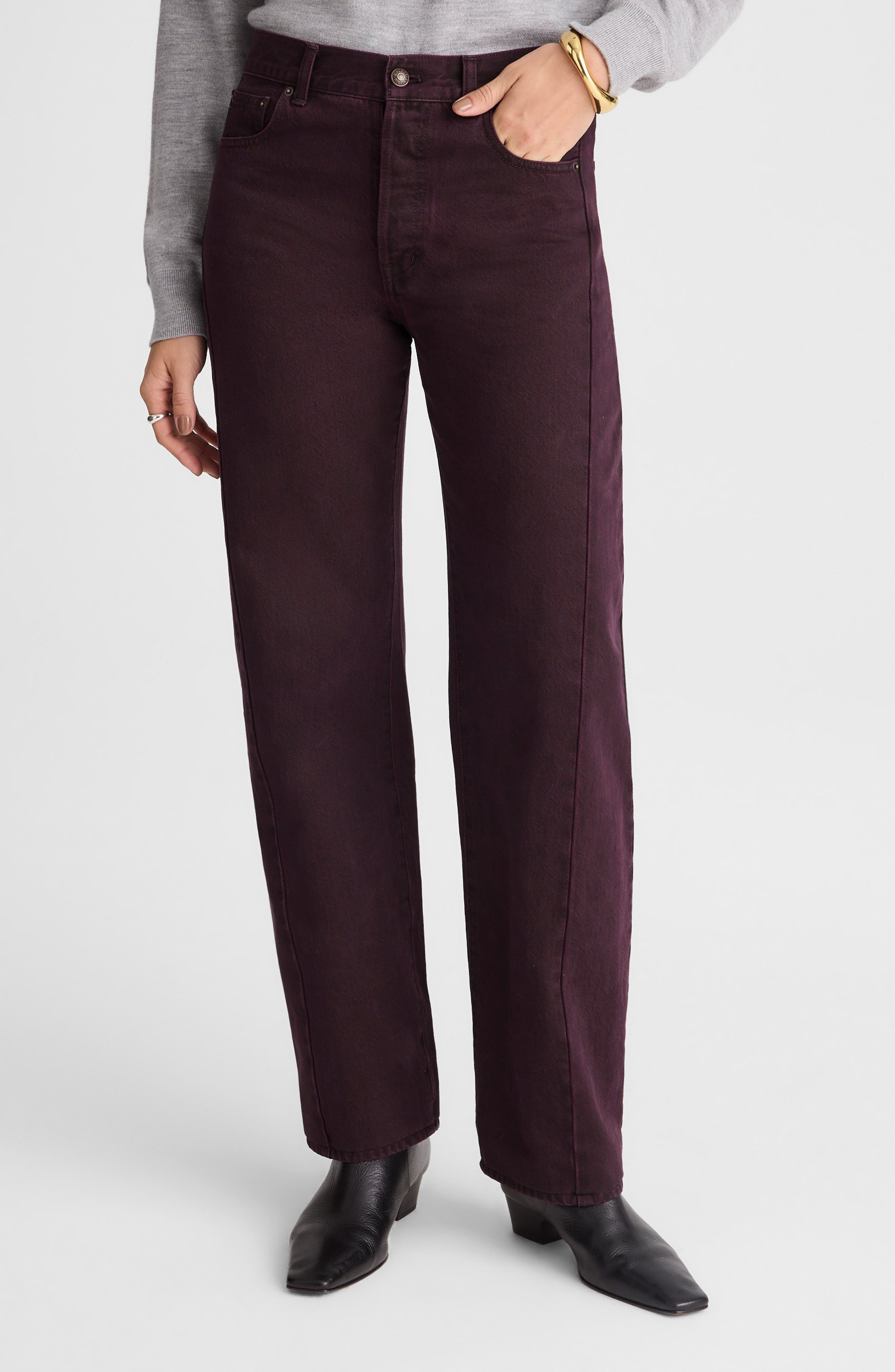 Pieced Barrel Leg Jeans