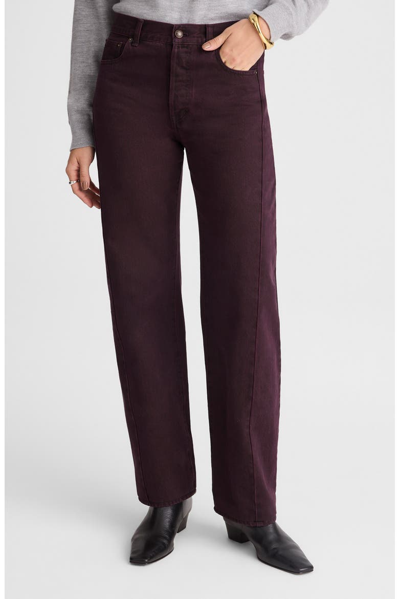 Pieced Barrel Leg Jeans, Main, color, DARK BURGUNDY