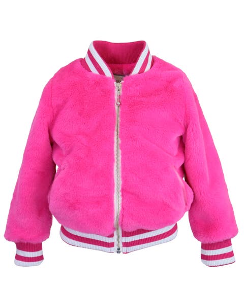 Faux Fur Zip Front Varsity Jacket (Toddler, Little Kid & Big Kid)