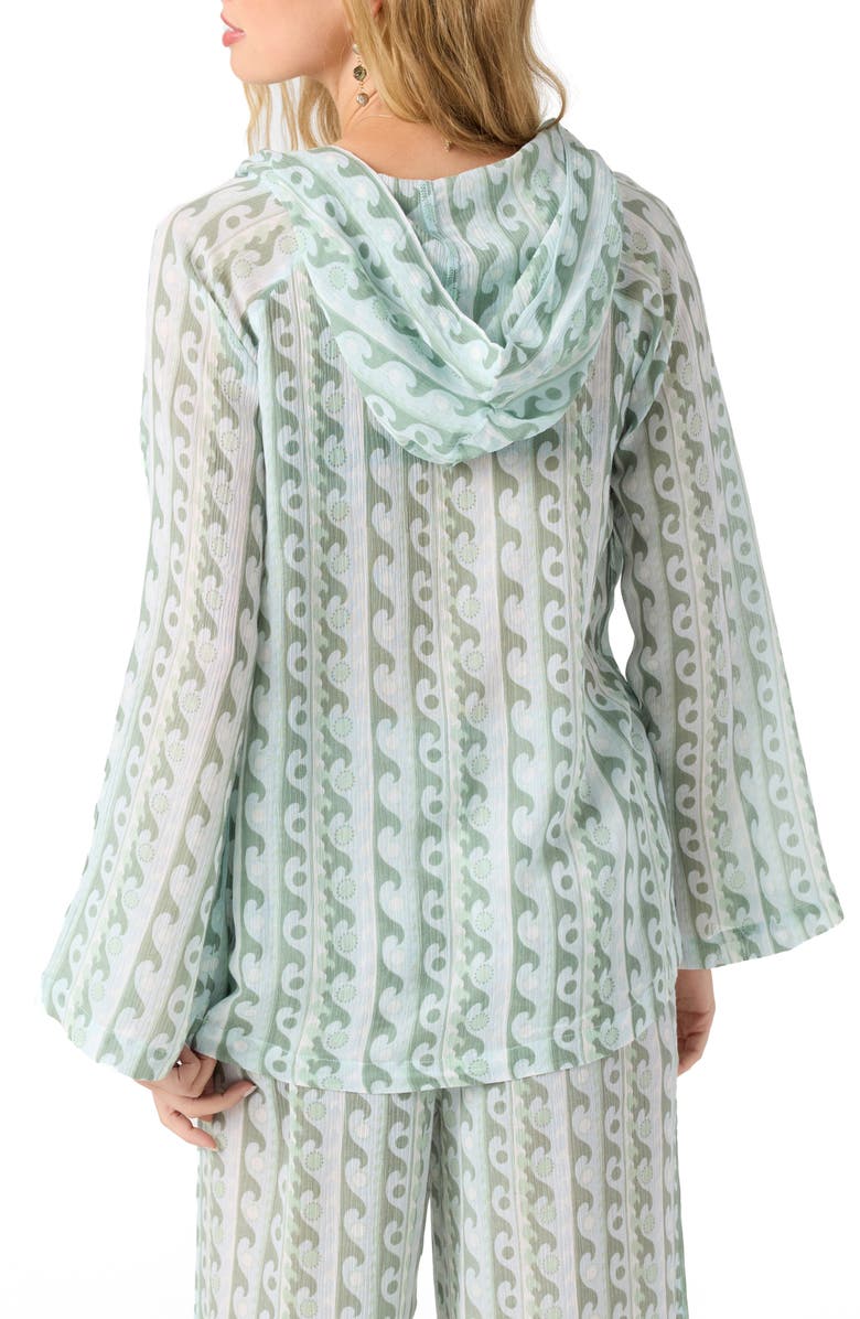 O'Neill Regina Print Hooded Cover-Up, Alternate, color, Starlight Blue