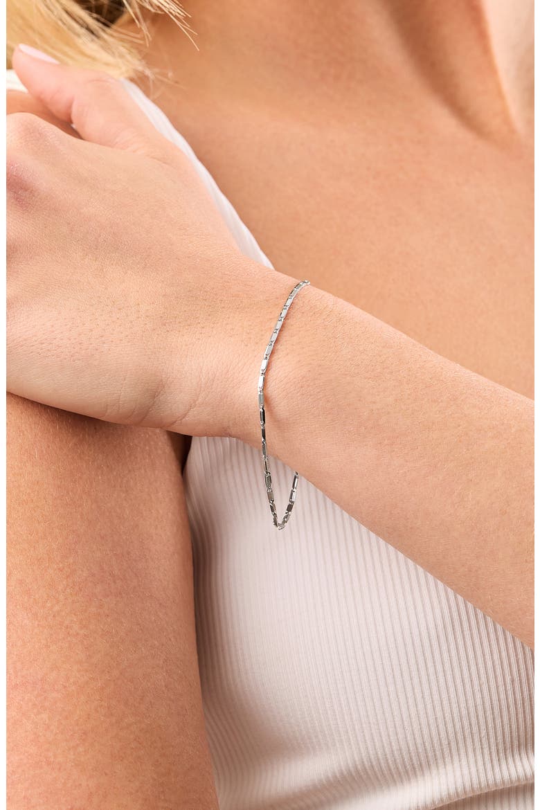 14K Gold Flat Bar Chain Bracelet (Online Trunk Show), Alternate, color, 14K WHITE GOLD