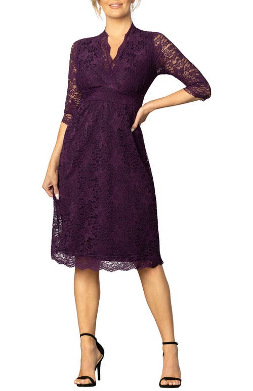 Kiyonna Scalloped Boudoir Lace Cocktail Dress In Imperial Plum