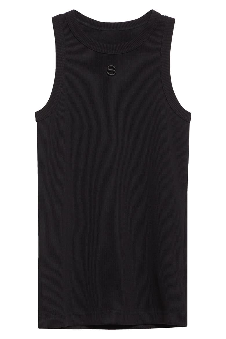 Embroidered Logo Rib Tank, Alternate, color, BLACK