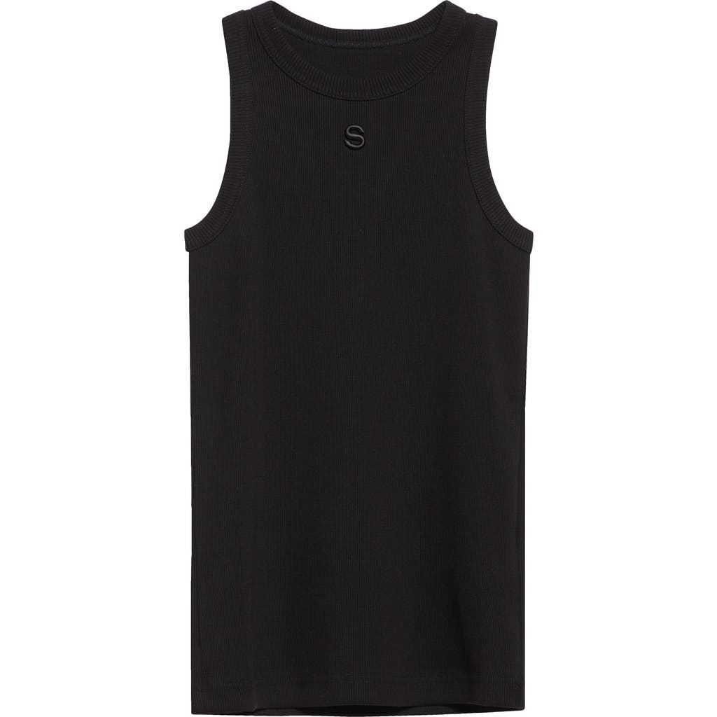 Sacai Embroidered Logo Rib Tank In Black