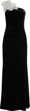 Eliza J One-Shoulder Velvet Dress