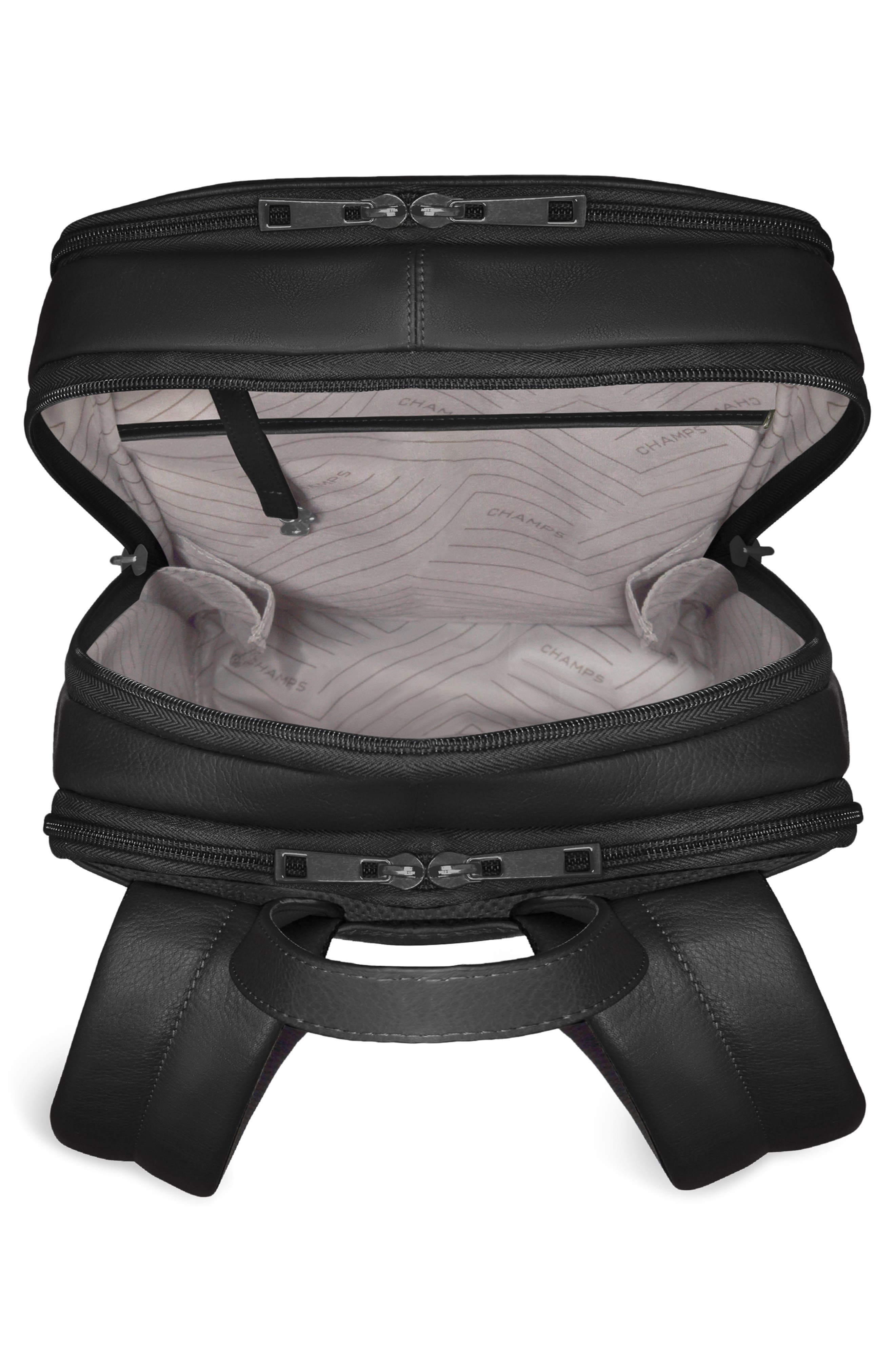 CHAMPS Onyx Leather Backpack, Alternate, color, Black