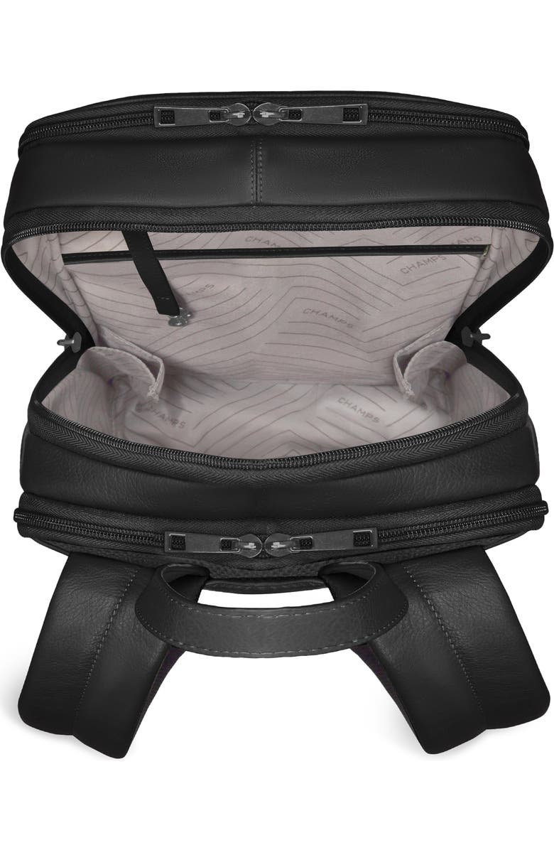 CHAMPS Onyx Leather Backpack, Alternate, color, Black