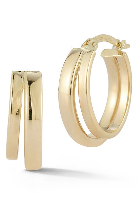 14k Gold Double Hoop Earrings