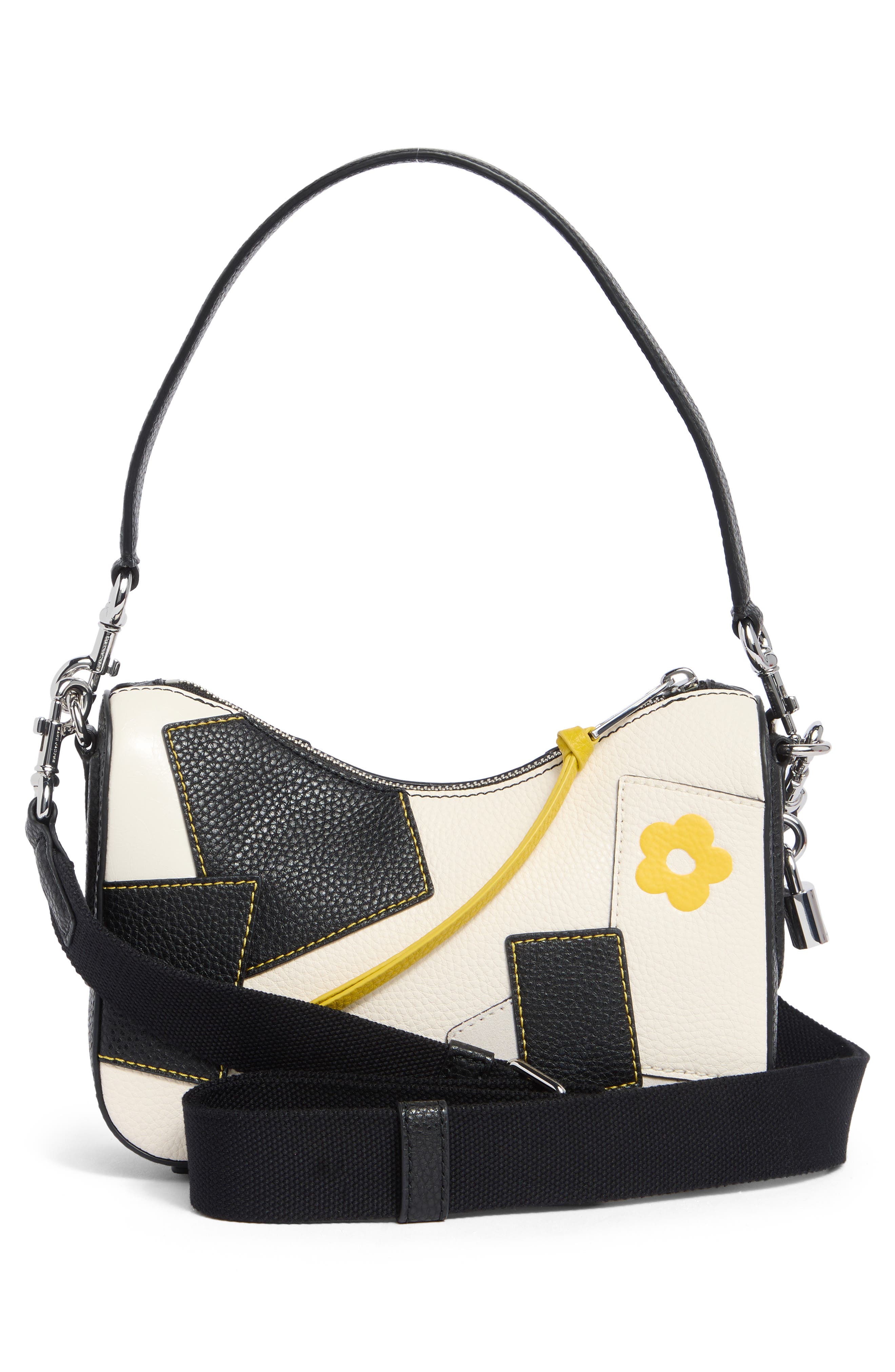 Patchwork Drifter Small Leather Convertible Shoulder Bag, Alternate, color, BLACK MULTI