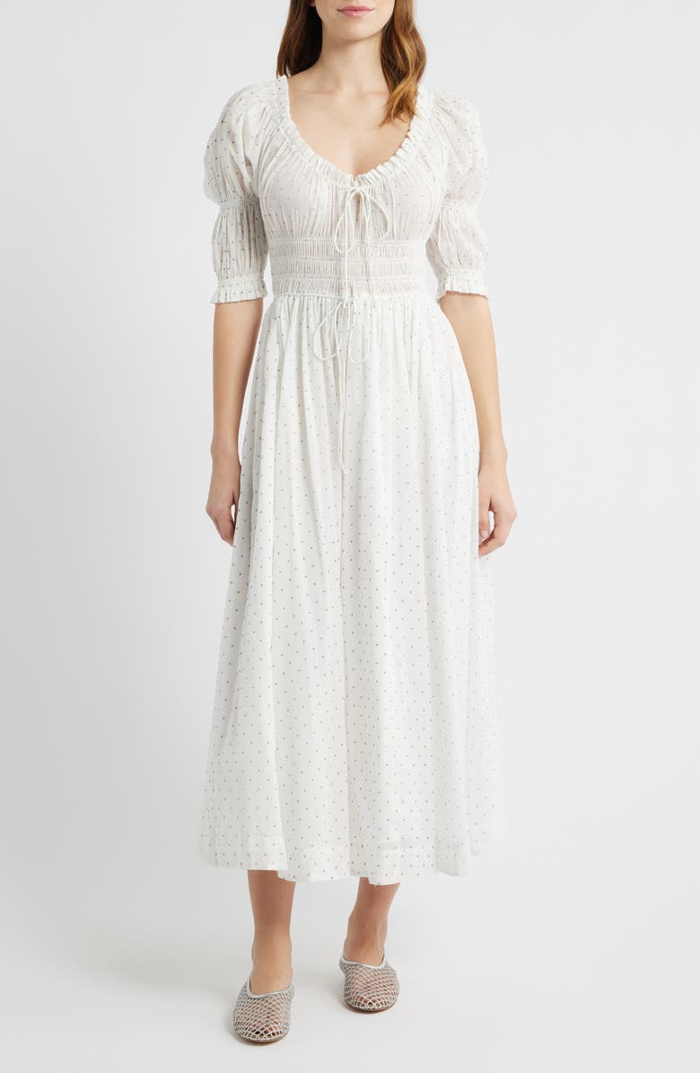 DÔEN Ischia Swiss Dot Convertible Organic Cotton Voile Dress, Main, color, Flock Dot