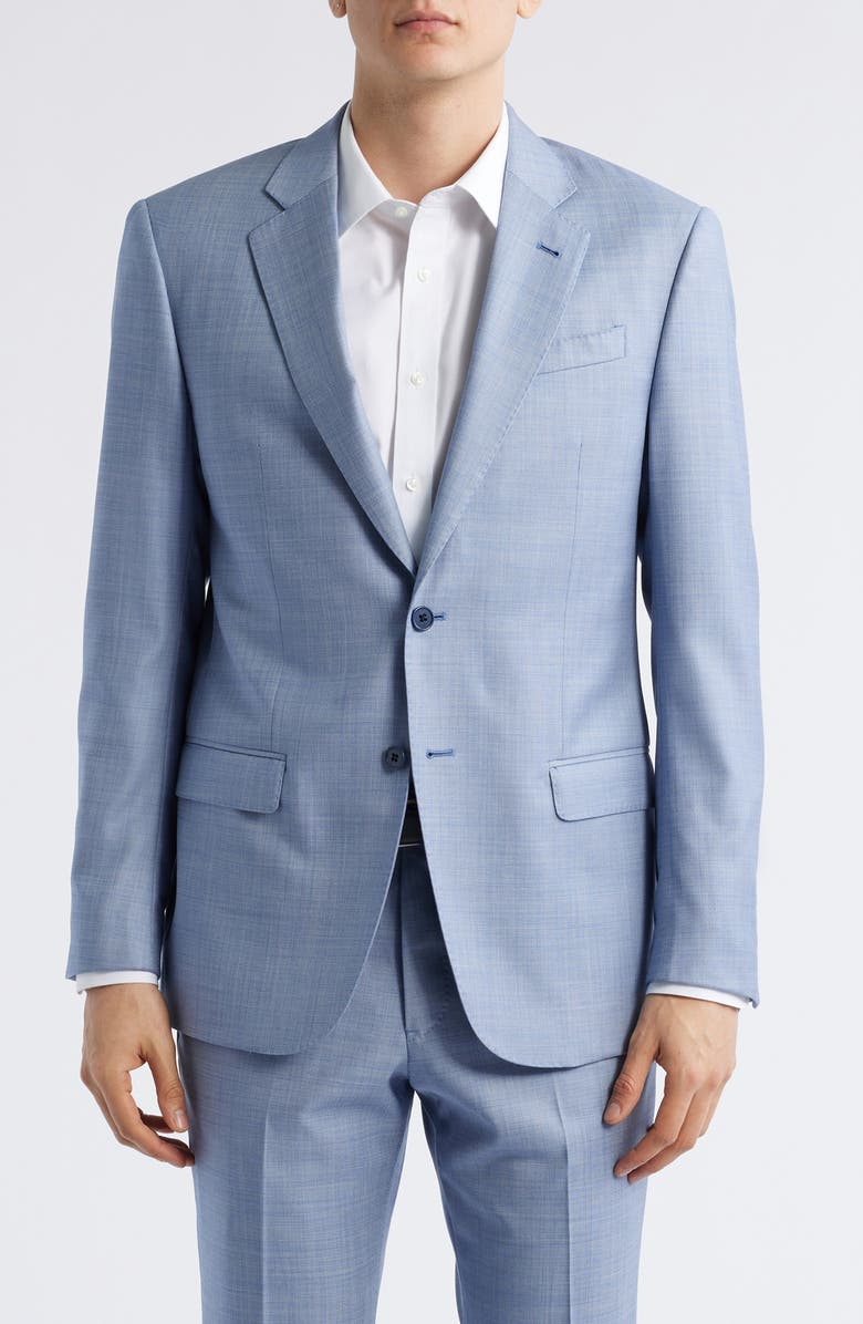 Emporio Armani Light Blue Mélange Wool Suit, Alternate, color, Light Blue