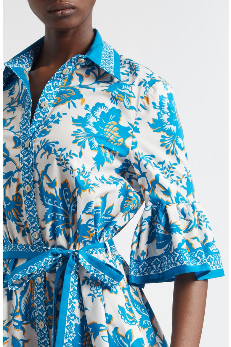 Floral Print Cotton Shirtdress, Alternate, color, PRINT ON WHITE BASE