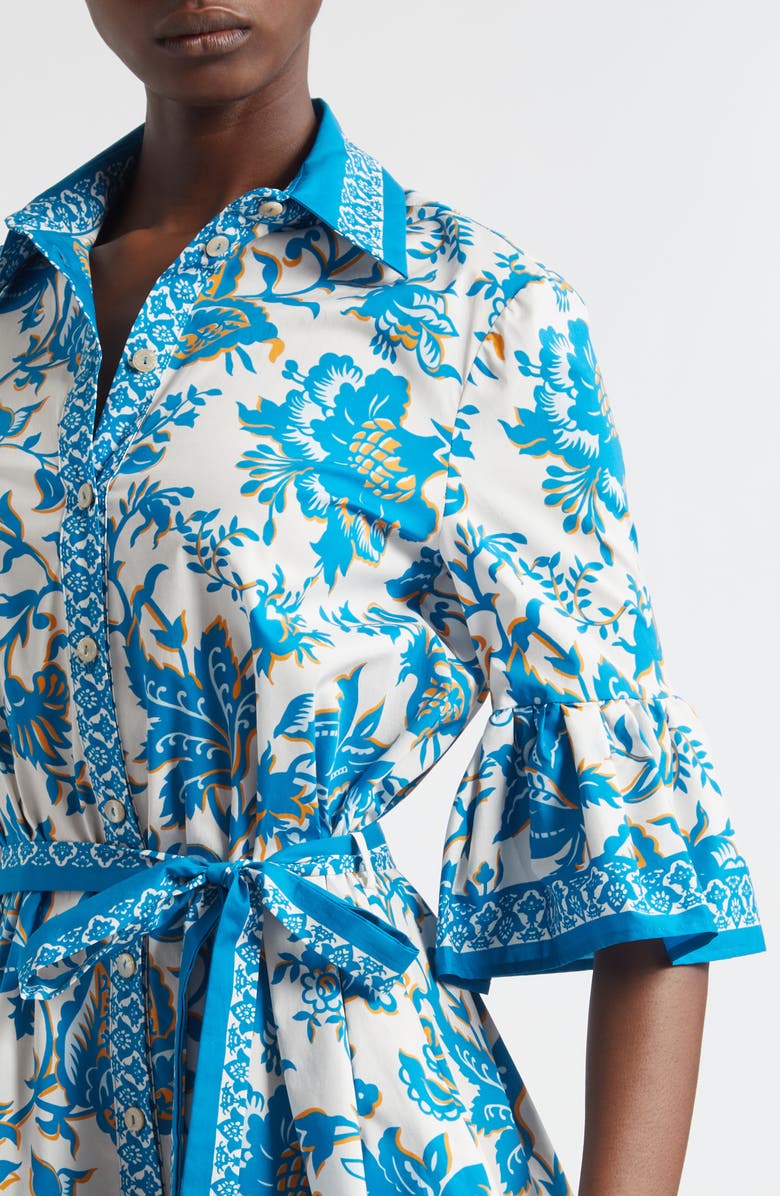 Etro Floral Print Cotton Shirtdress, Alternate, color, Print On White Base