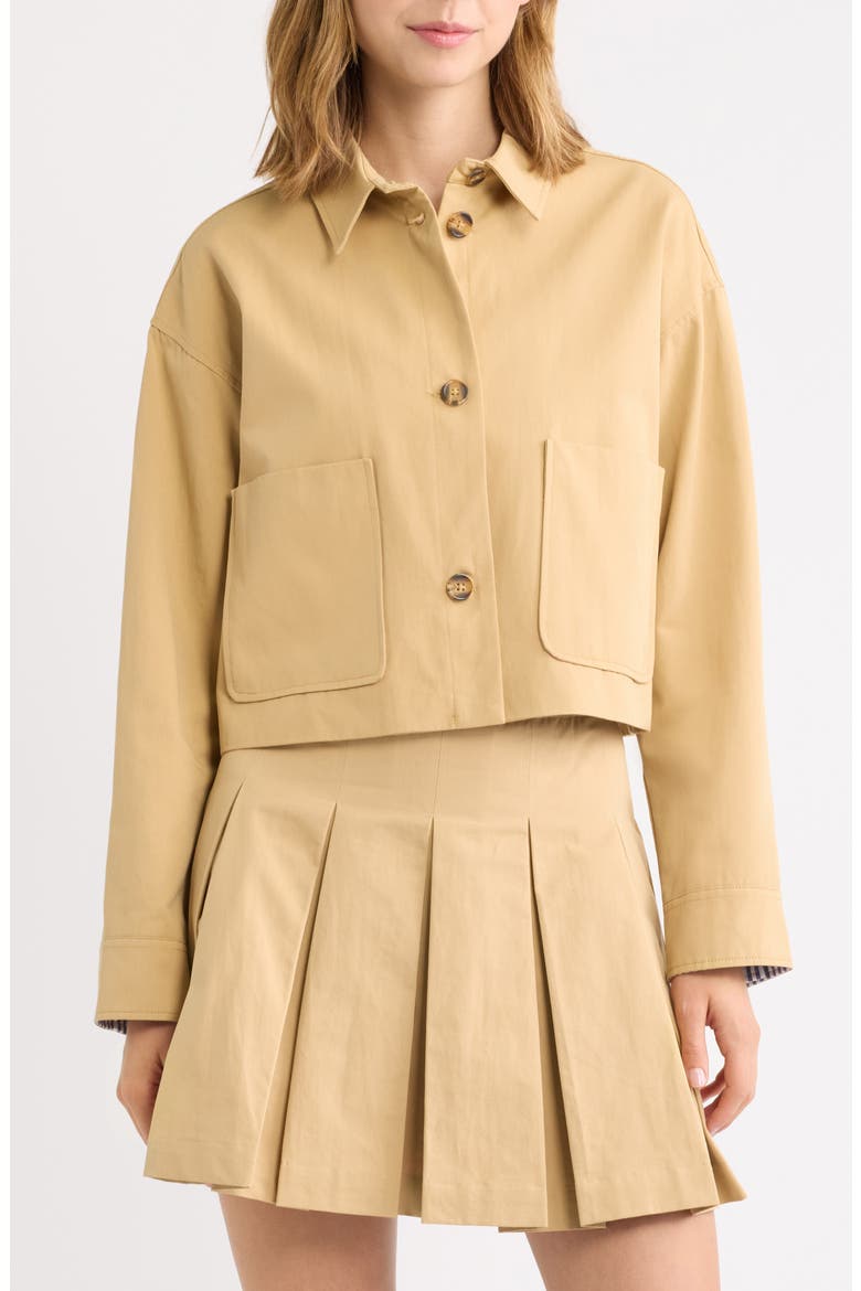 Mattie Crop Trucker Jacket, Alternate, color, TAUPE