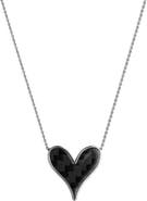 Roseate Penelope Sterling Silver Carbon Fiber Heart Pendant Necklace