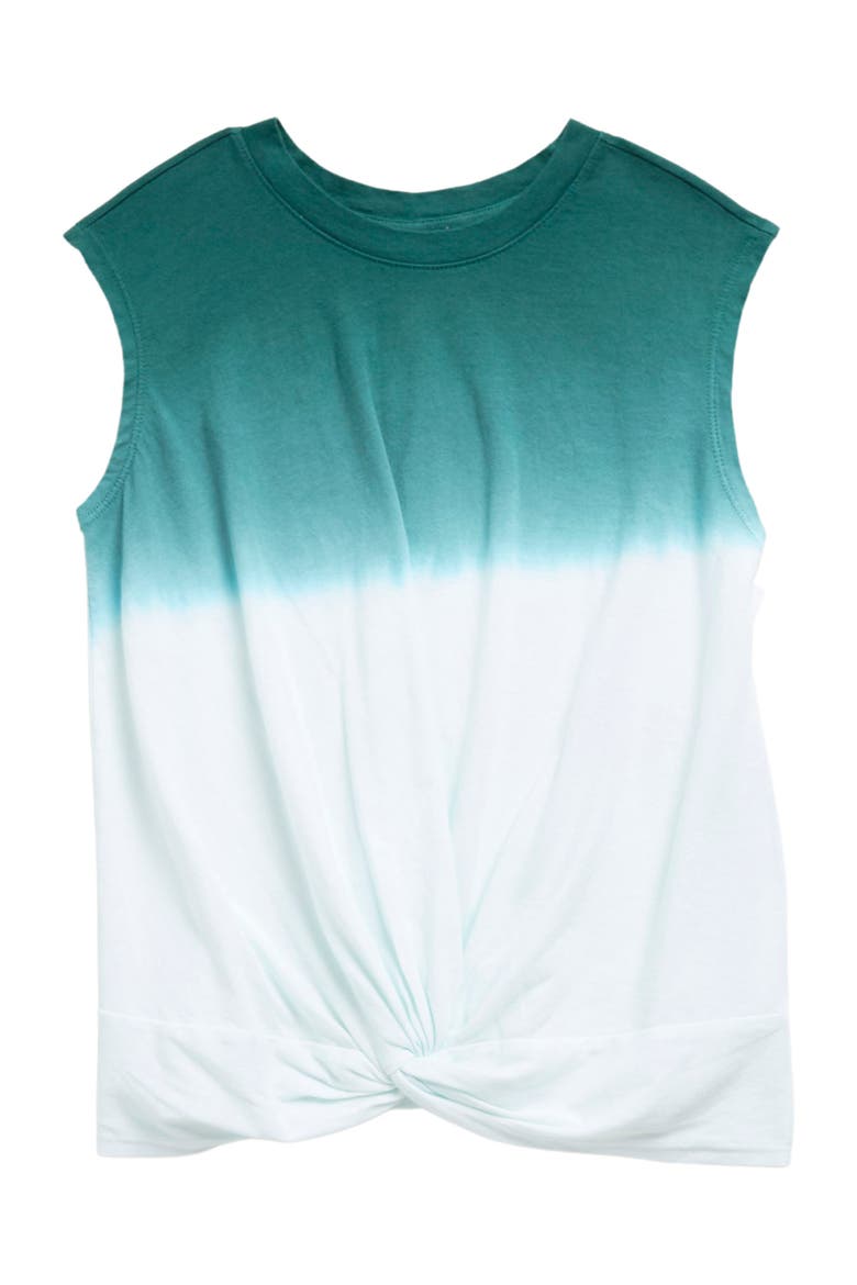 Kids' Z by Zella Girl Twist Front Tie Dye Tank Top, Main, color, GREEN BERRY