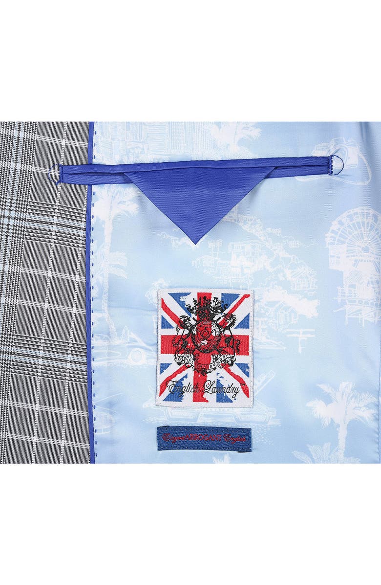 English Laundry Plaid Two Button Peak Lapel Trim Fit Suit, Alternate, color, Gray