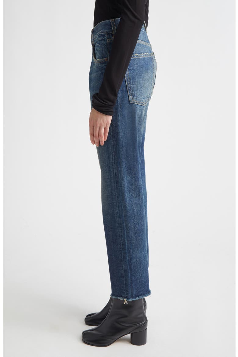 Distressed Raw Hem Straight Leg Jeans, Alternate, color, BLUE WASH