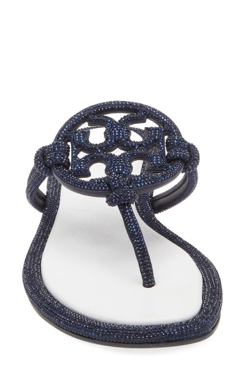 Tory Burch Miller Knotted Pavé Knotted Sandal In Perfect Navy/optic White