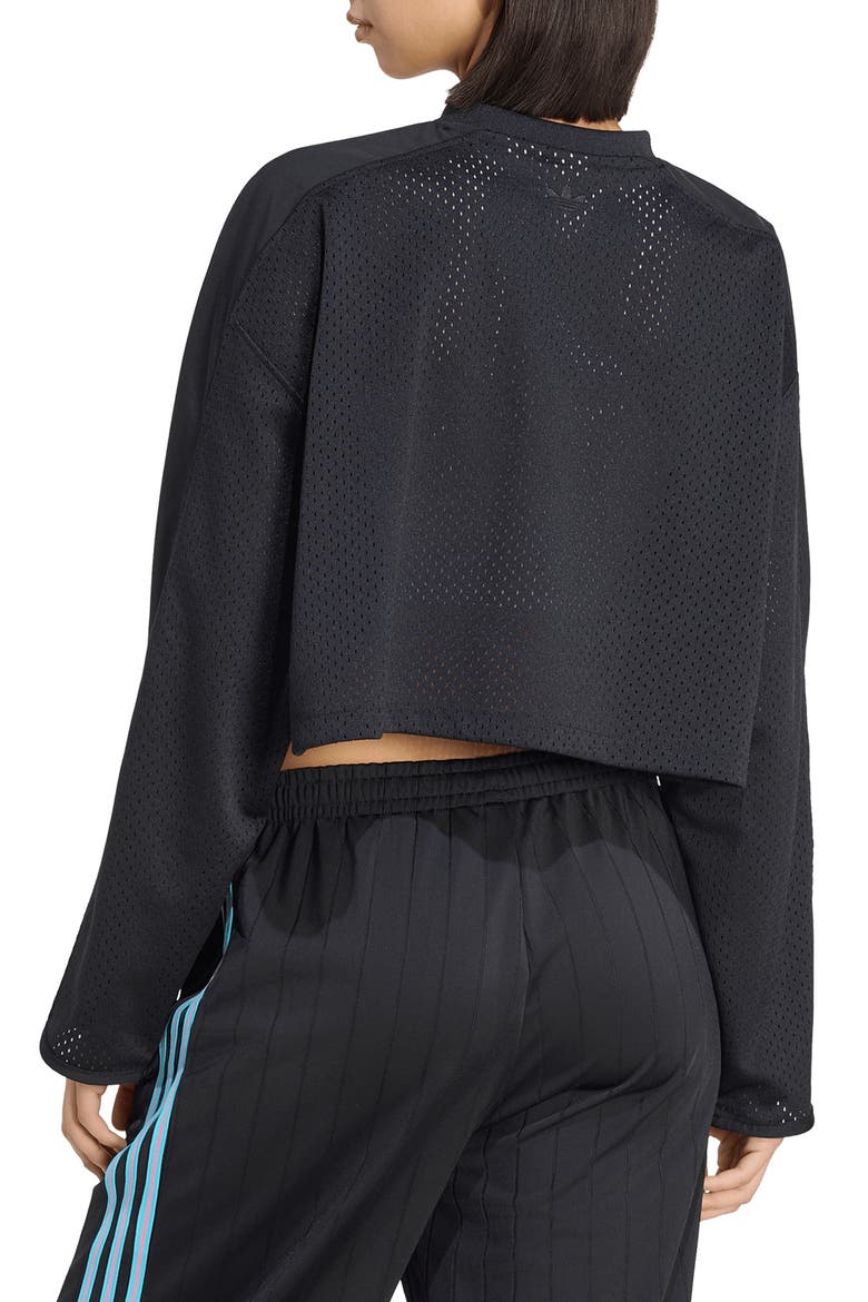 Mesh Cropped Hockey Jersey, Alternate, color, BLACK