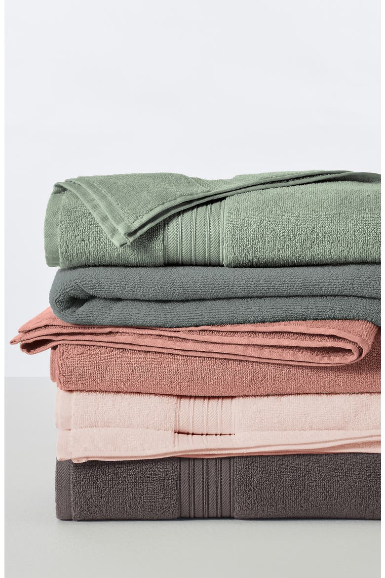 Quick-Dry Cotton 6-Pack Hand Towel Set, Alternate, color, STEEL BLUE