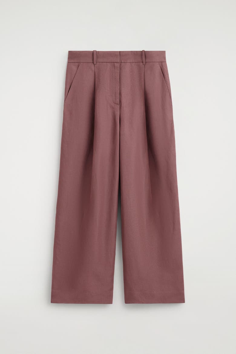 Relaxed Linen-Blend Wide-Leg Pants, Alternate, color, RUST