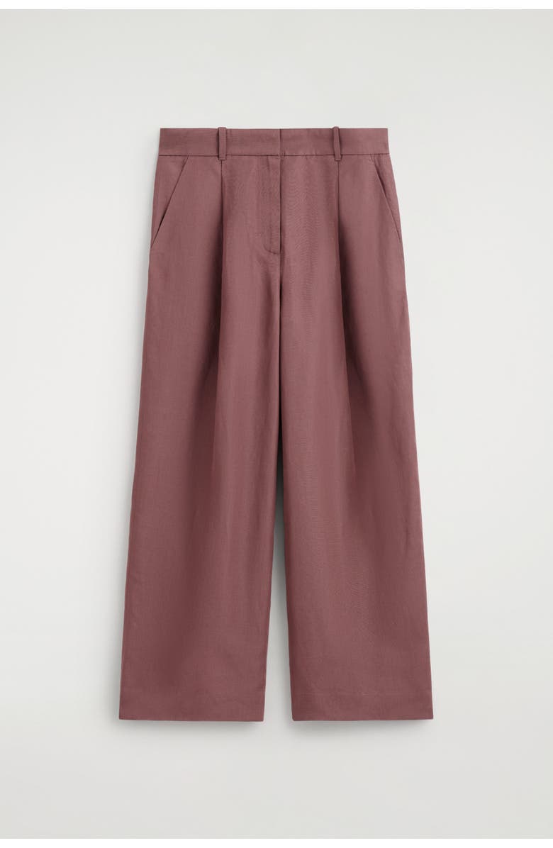 COS Relaxed Linen-Blend Wide-Leg Pants, Alternate, color, Rust