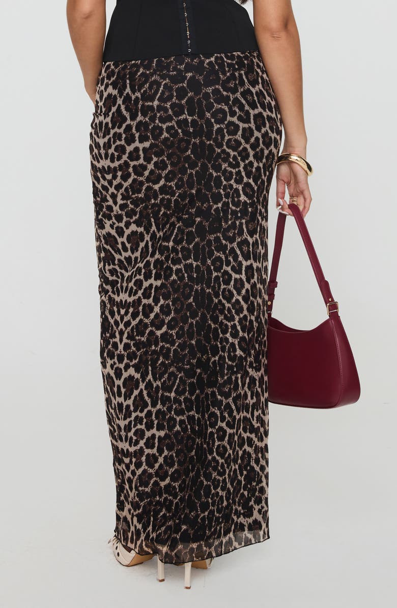 Princess Polly Ergo Leopard Mesh Maxi Skirt, Alternate, color, Brown
