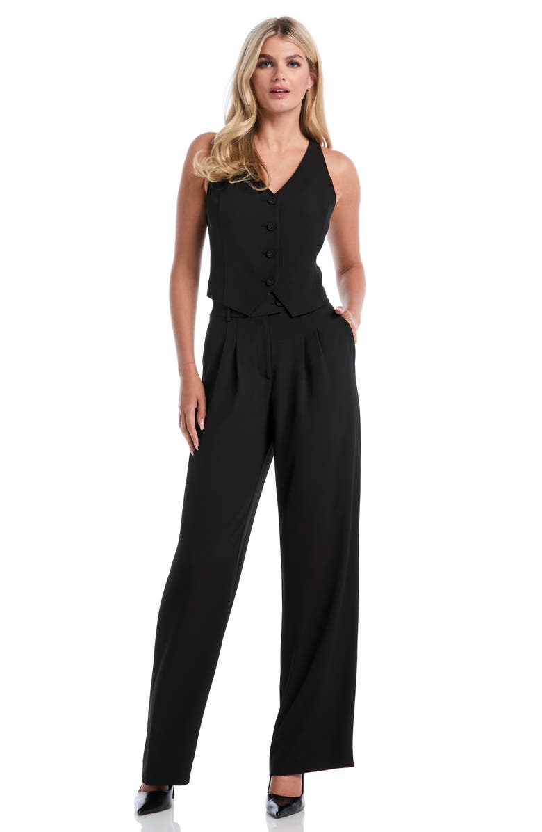 Laundry by Shelli Segal Extended Tab Pleated Pants, Alternate, color, Black