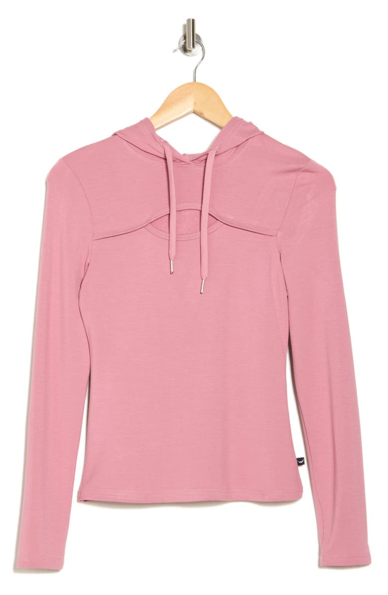 Jessica Simpson Keyhole Long Sleeve Hooded T-Shirt, Alternate, color, 