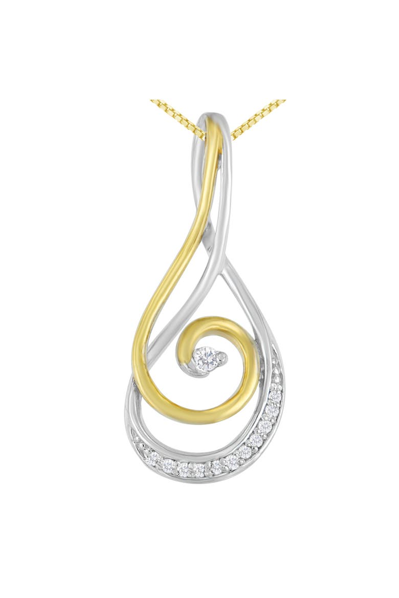 Espira 10K Two-Tone Gold Round Cut Diamond Sparkling Spiral Pendant Necklace, Alternate, color, Yellow