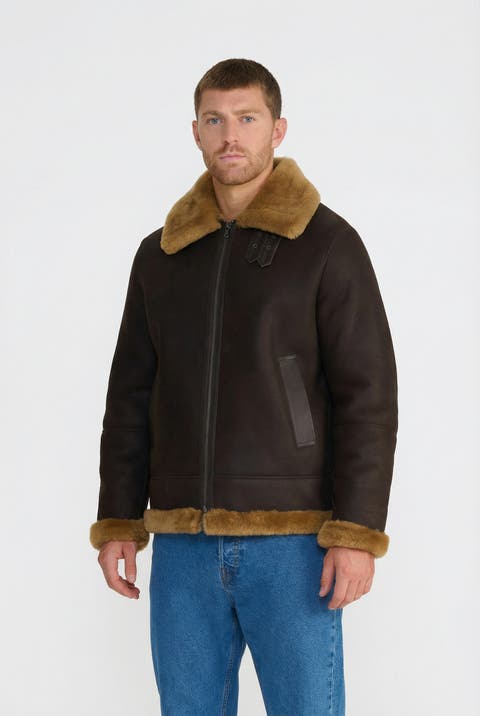 Rupert Suede Shearling Aviator Jacket