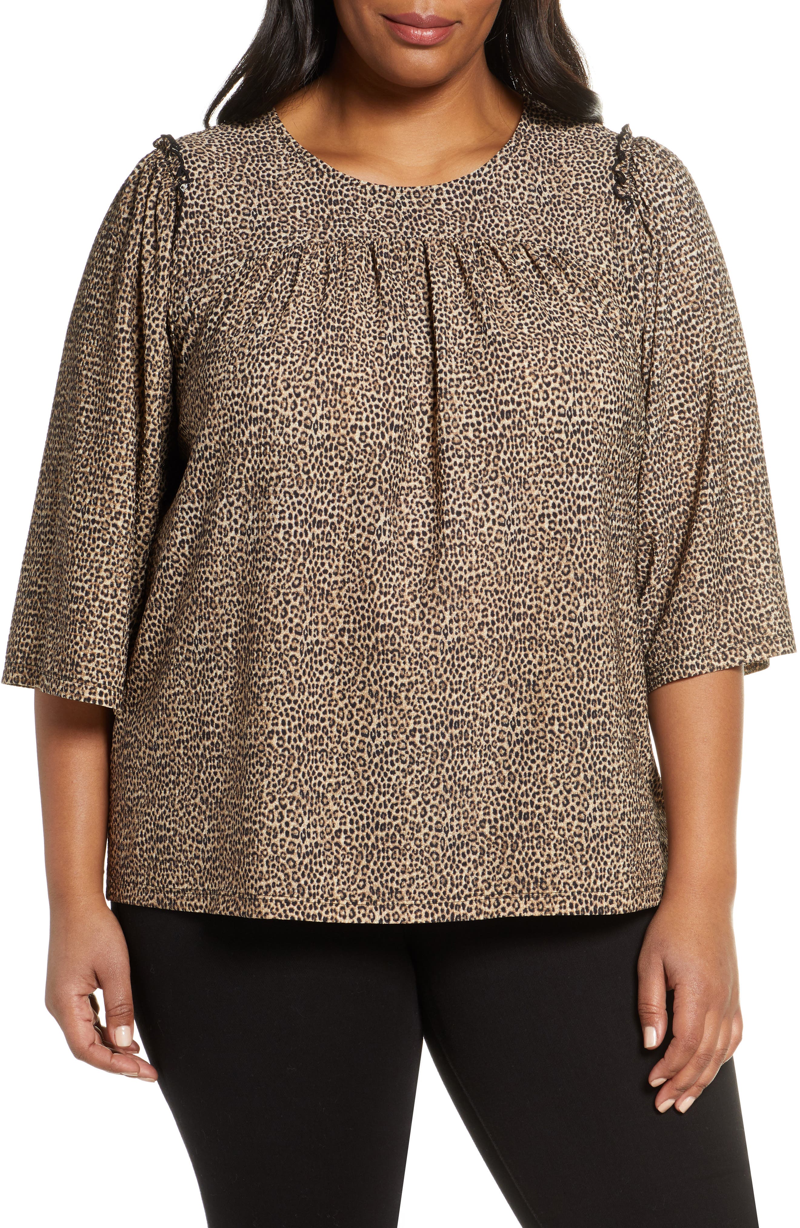MICHAEL Michael Kors Cheetah Print Ruffle Detail Blouse (Women) | Nordstrom
